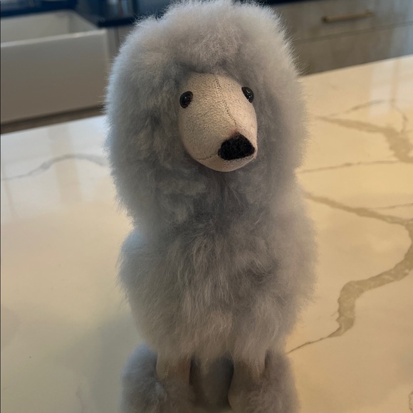 100% alpaca fur 12” Gray Poodle Dog - Picture 2 of 3
